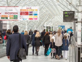 Tradeshow hallway with people