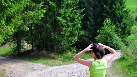 Woman at career crossroads